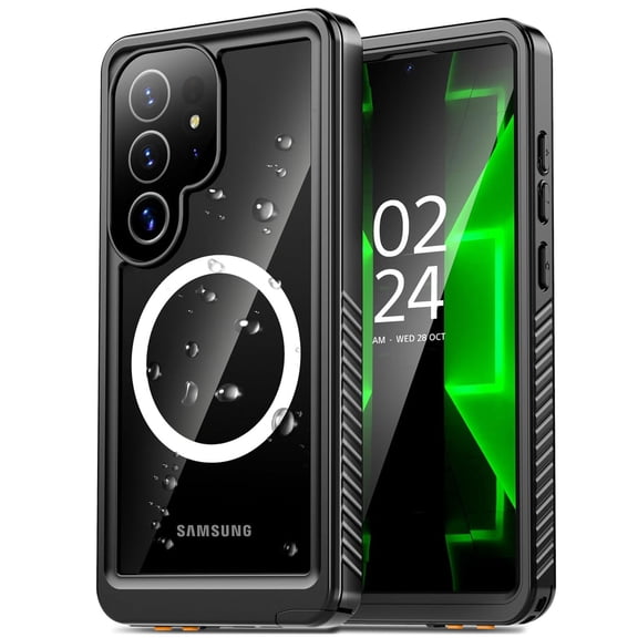 ELEHOLD Waterproof Full Body Magnetic Case for Samsung Galaxy S26 Ultra with Built-in Screen Protector, Shock-Absorbent  Anti-Scratch Magnetic Wireless Charging Cover,Black