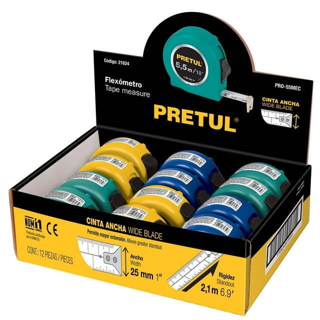 Flexómetros 5.5m cinta 19 mm Pretul 21624