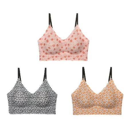 

Miyanuby 3 Packs Floral Sports Bras for Women Girl High Support Padded Racerback Workout Bra Yoga Bralette Top for Beauty Girls 70A-70C 75A-75B