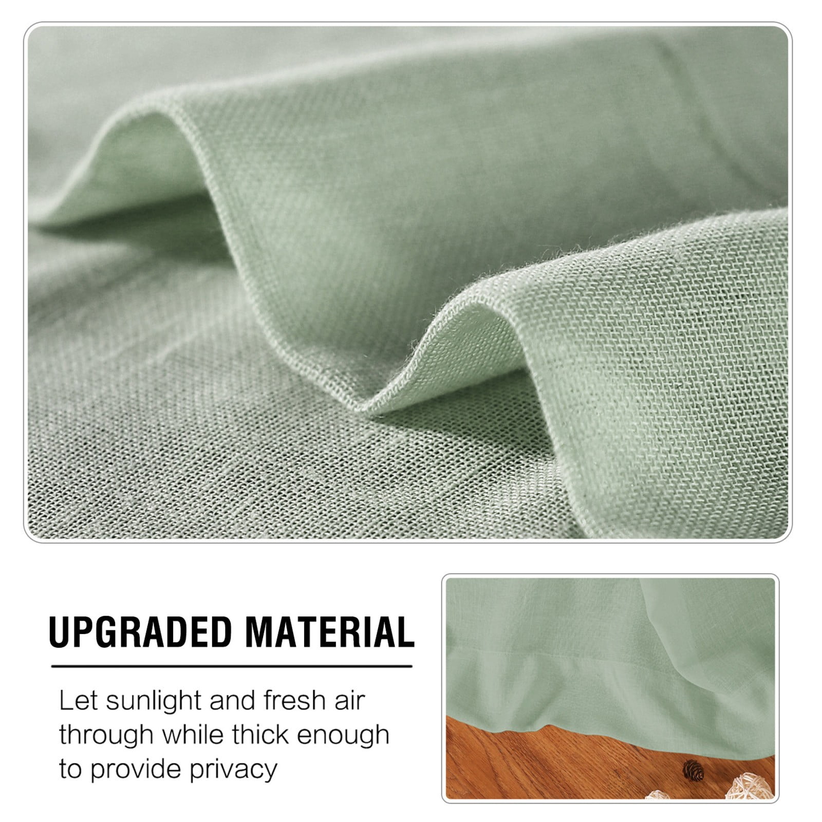 Linen Tulle Curtain 132X160Cm Army Green,2 Curtains,Linen Sheer Curtains 63 Inch Length Semi Sheer Curtains Silver Linen Curtain Panels for Living Room/Bedroom Light Filtering Curtains 2 Panels