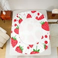 thumbnail image 5 of Homewish Kawaii Strawberry Twin Sheet Sets,Geometric Circle Twin Fitted Sheet,White Red Flat Sheet For Girls Kids,Breathable Home Decor,3-Piece, 5 of 7