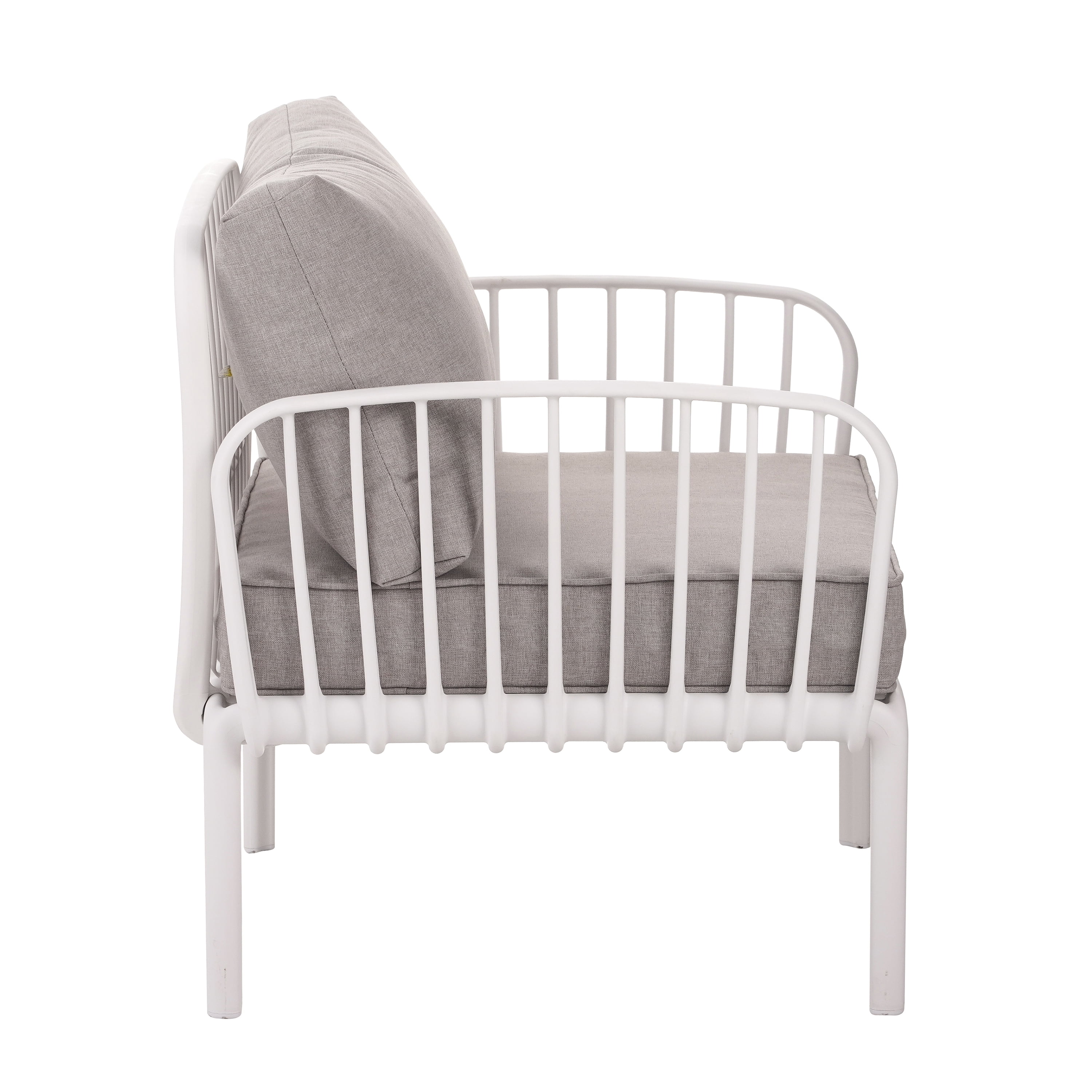 Outdoor Patio Club Chair, Patio Furniture Waterproof Thick Cushion Deep Seating for Porch Balcony, White and Light Gray