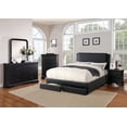 thumbnail image 6 of Stylish Modern Black Faux Leather Full Size Bed 1pc Bedframe Bedroom Furniture Storage Footboard Upholstery Headboard, 6 of 7