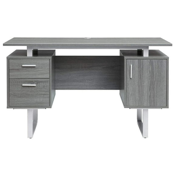 Techni Mobili 3 Drawer Modern Office Desk and Vertical Filing Cabinet, Gray