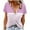Pink, variant on Tops for Women Short Sleeve V-Neck Color Block Button Blouses for Women 2025 Trendy T Shirt Black M