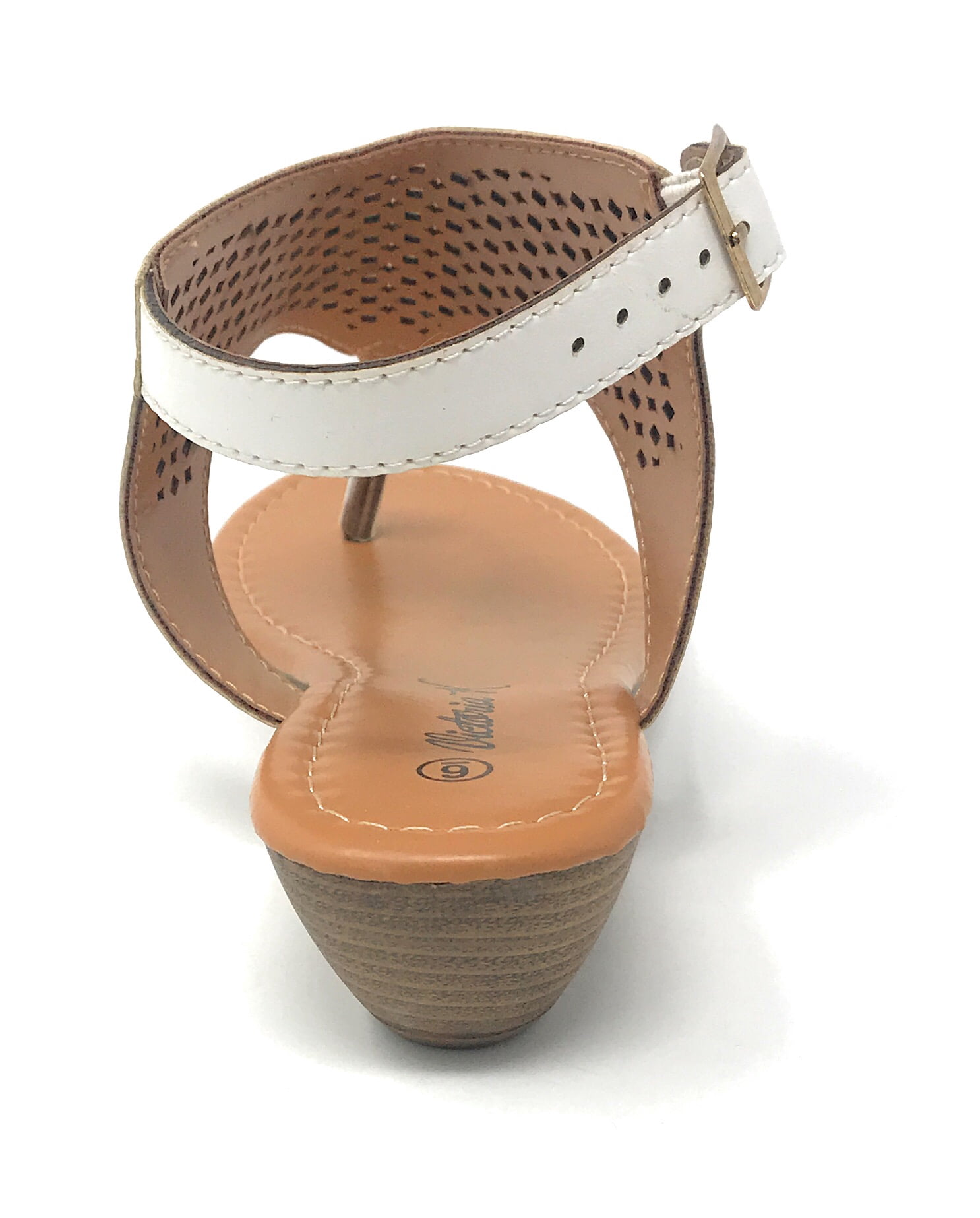 Victoria K Women's Laser Cut Out Pattern with Studded and Side Strap Wedge Sandals