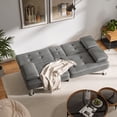 thumbnail image 3 of Vineego Modern Faux Leather Convertible Folding Futon Sofa Bed with 2 Cup Holders, Gray, 3 of 7