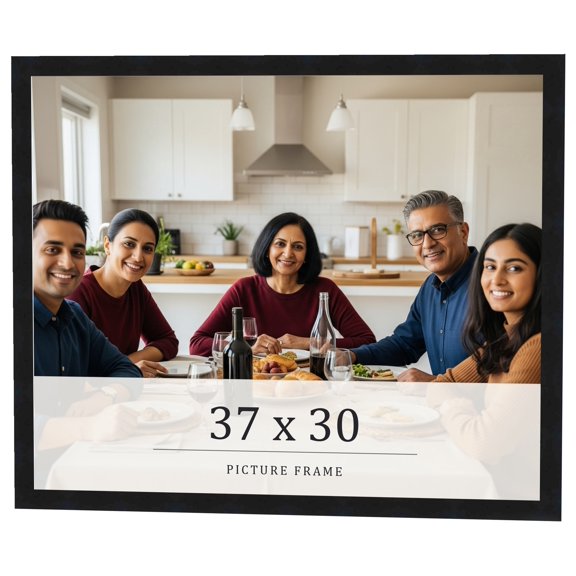 37x30 Frame Black Real Wood Picture Frame Width 0.75 inches | Interior Frame Depth 0.5 inches |