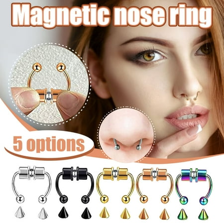 

Mens Rings Fashion Men Rings Set Rings for Men Pack Rings for Men Adjustable False Nose Ring Titanium Steel Non-Perforated Nose Ring Nose Jewelry