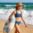 thumbnail image 4 of Girls Swimsuit 2 Piece Cutout Girls' Swimwear Top High Waisted Bottom Bathing Suits for Teens/Navy/8Y, 4 of 4