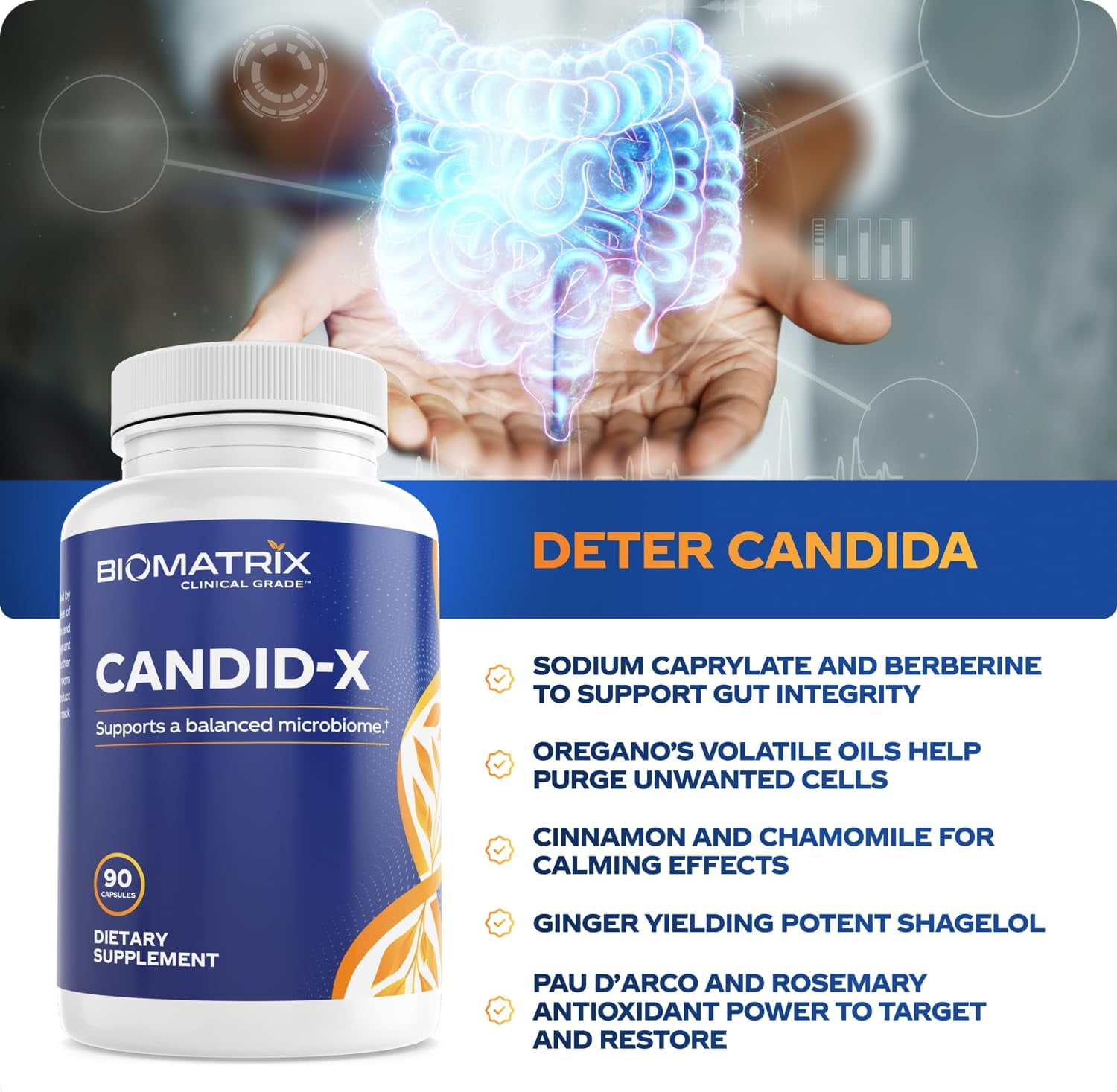 BioMatrix Candid-x | Candida Support, Oregano, Sodium Caprylate, Botanical Complex (90 Capsules)
