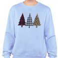thumbnail image 2 of Plaid Print Christmas Trees Sweatshirt Unisex Large Light Blue, 2 of 5