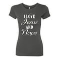 thumbnail image 2 of Wild Bobby I Love Jesus and Naps Inspirational/Christian Women Slim Fit Junior Tee, Dark Grey, X-Large, 2 of 5