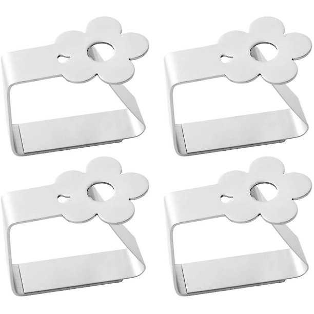 Juego de 4 pinzas para mantel de acero inoxidable para mantel, mantel, pinzas para mantel (mariposa), acero antioxidante, plata 2, 6,5 * 5 cm