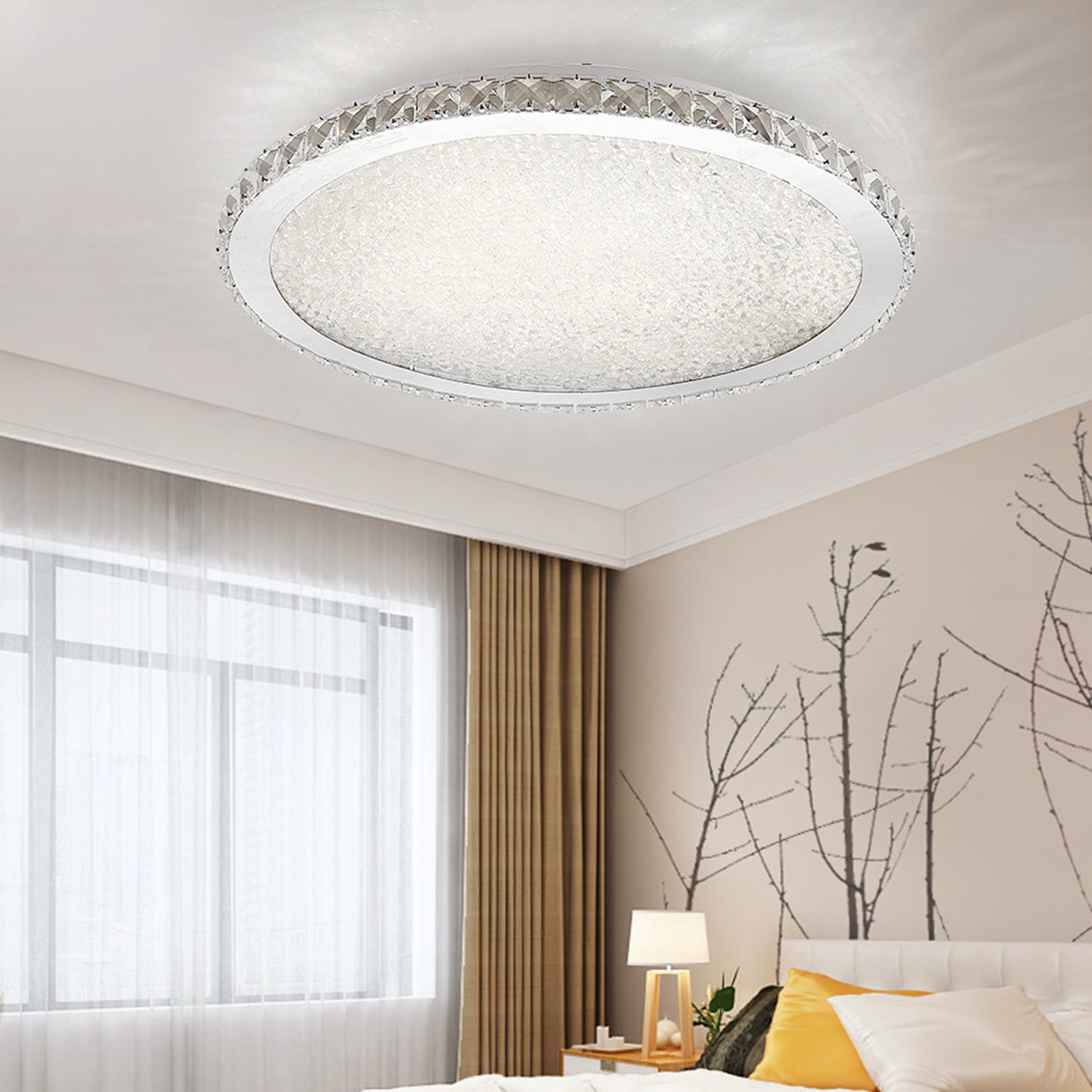 16" Modern Crystal Ceiling Light LED Pendant Lamp Flush Mount Fixture Chandelier