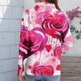 thumbnail image 4 of Dwralegc Shirts for Women Collared Long Sleeve Clothes Casual Plus Heart Print Tops Loose Lightweight Holiday Shirts Hot Pink 3XL, 4 of 5
