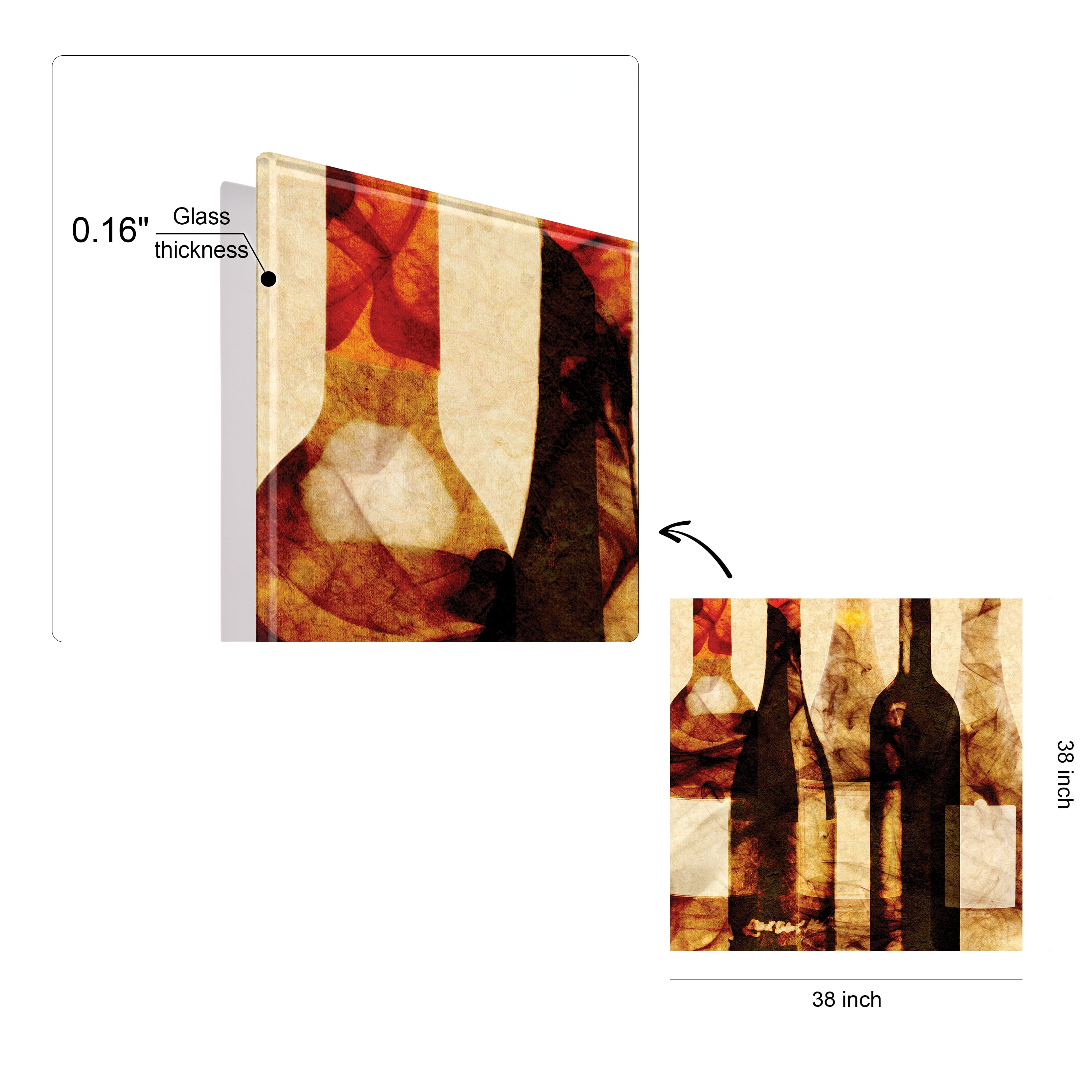 Empire Art Direct Smokey Wine 3 Frameless Free Floating Tempered Glass Panel Graphic Wall Art, 38" x 38" x 0.2", Ready to Hang