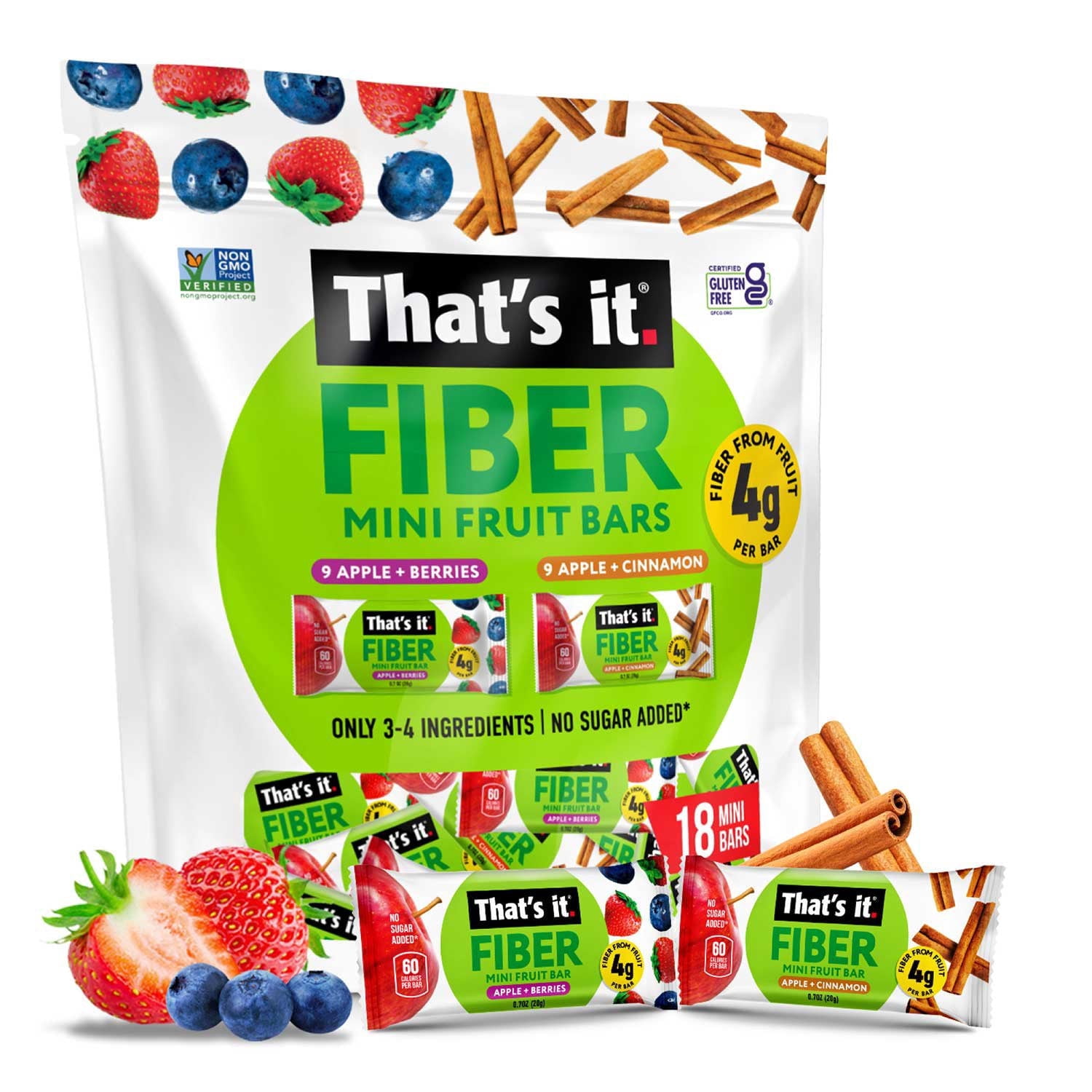 That's it. Fiber Mini Fruit Bars, 0.7 oz., 18 pk.