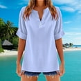 thumbnail image 2 of Summer Tops for Women Solid Shirt Womens Layering Shirts Long Sleeve Womens Tee Shirts Short Sleeve Bulk Neck Women Long Workout Top Tall Women's Short T Shirt Light Blue L, 2 of 5
