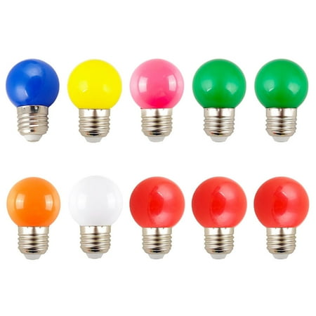 

10pcs Colorful LED Bulbs E27 Marquee Light Bulb Waterproof Festival Lantern for Indoor Outdoor (1W Mixed Color)