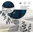 thumbnail image 5 of Small Stall Navy Blue Boho Mid Century Shower Curtain for Bathroom Decor 36Wx72H Modern Abstract Gold Leaves Minimalist Geometric Art Printed Fabric Polyester Waterproof 6 Pack Plastic Hooks, 5 of 6