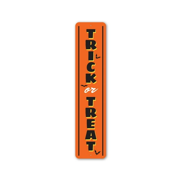 Trick or Treat Halloween Porch Aluminum Metal Decor Sign - 4x18 inches