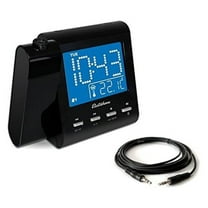 Projection Alarm Clock with AM/FM Radio, Battery Backup, Auto Time Set, Dual Alarm, Sleep Timer, Indoor Temperature/Day/Date Display & 3.5mm Aux Stereo Cable