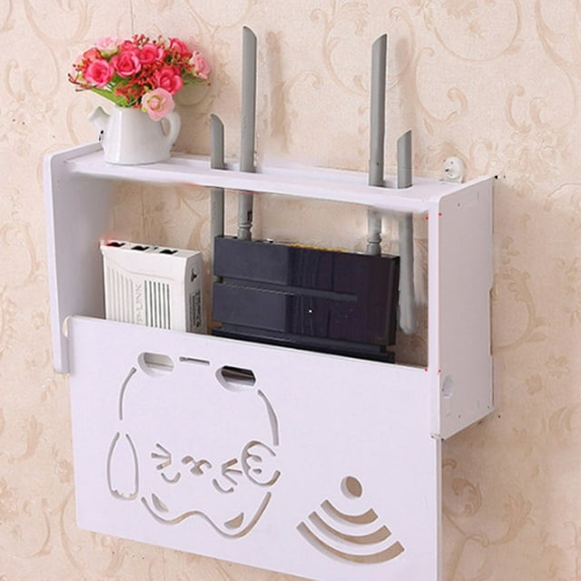 Luckyn No Drill Cable Router Storage Box Shelf Wall Hangings Bracket Cable Organizer