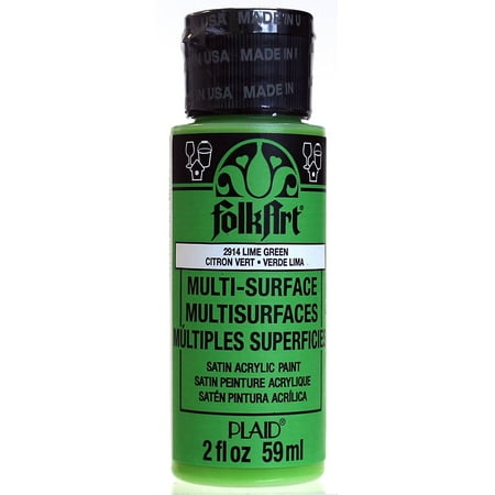 FolkArt Multi-Surface Satin Lime Green Acrylic Paint, 2 Fl.