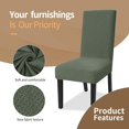 thumbnail image 3 of Stretch Chair Covers for Dining Chairs Set of 6 Decorative Jacquard Dining Room Chair Covers Washable Kitchen Chair Slip Covers for Dining Room, Hotel, Party (6, Army Green), 3 of 7