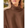 thumbnail image 2 of Women's Turtleneck Oversized Sweaters Long Batwing Sleeve Spilt Hem Tunic Pullover Knit Tops, 2 of 14