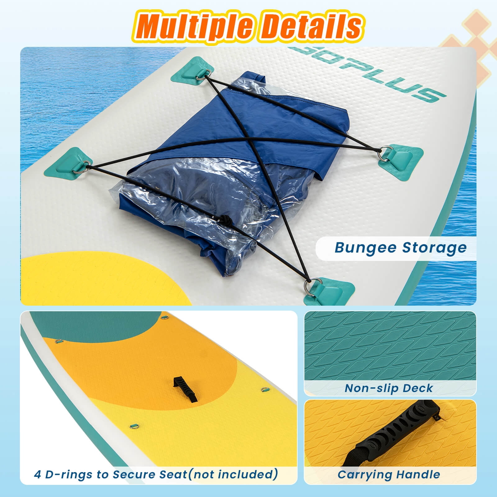 Goplus 11' Inflatable Stand Up Paddle Board whth Accessories Paddle Hand Pump Repair Kit, Yellow
