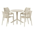 thumbnail image 2 of WestinTrends Playa 5-Piece Modern Round Patio Dining Table Set with Stackable Patio Dining Chairs, Sand, 2 of 16
