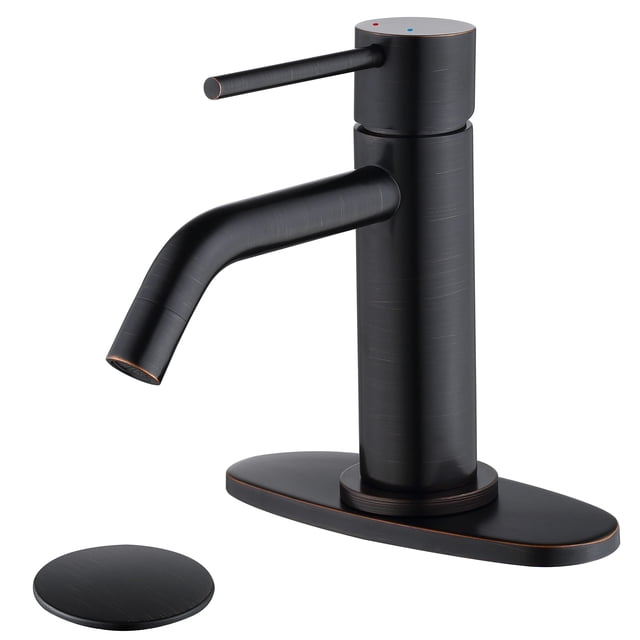 Grifo de baño JXMMP de bronce frotado con aceite de un solo orificio con placa de cubierta de 15 cm