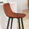 thumbnail image 6 of Merrick Lane Set of 2 Modern Cognac Faux Leather Upholstered Counter Stools with Contoured, Low Back Bucket Seats and Iron Frames, 6 of 12