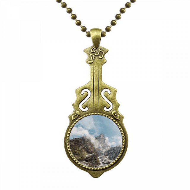 Brouillard Forêt Science Nature Décor Collier Antique Guitare Bijoux Musique Pendentif