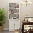 thumbnail image 5 of OXYLIFE 5-Tier Bookcase with Glass Door, 78.7" H Tall Display Storage Cabinet, White, 5 of 9