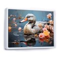 thumbnail image 2 of Designart "Floral Swims of Grey Duck I" Animals Framed Wall Art - Modern Farmhouse Grey Duck Living Room Framed Canvas Art, 2 of 6