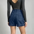 thumbnail image 6 of Ruffle Hem Jean Shorts for Women Stretchy Loose High Waisted Casual Denim Shorts with Pockets, 6 of 6