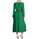 thumbnail image 3 of INSPIRE CHIC Vestido Elegante Plisado para Mujer con Cuello en V Cruzado, Manga Abullonada, Cintura con Cinta, Vestidos A-Line S Verde, 3 of 6