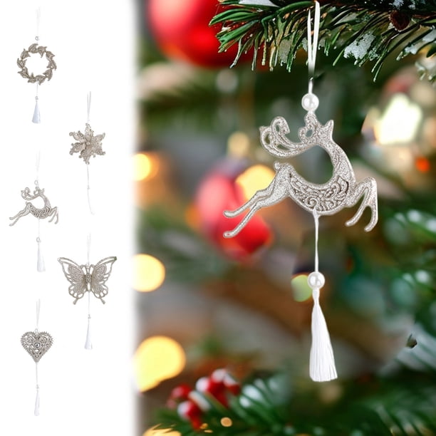 Adornos para Árbol de Navidad de purpurina onlyliua Copos de nieve corazones mariposas