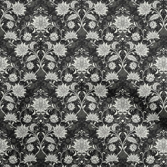oneOone Polyester Spandex Black Fabric Floral Fabric For Sewing Printed Craft Fabric By The Yard 56 Inch Wide