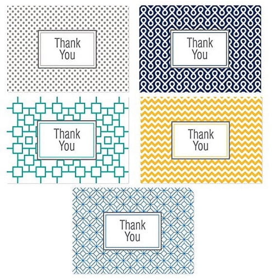 50 Thank You Postcards - 5 Fun Designs - 4" x 6" Postcards - B17056