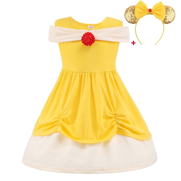 Disney Baby Girl Belle Dress Up vestidos La Bella y La Bestia niños Elsa Anna princesa Snow White Frock Girls Mickey Fairy Dress120cm Gao Jinjia LED