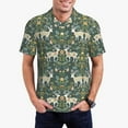 thumbnail image 2 of Balery Deer And Flowers Printed Men’s Short Sleeve Polo Shirt, Midweight Men's Shirt,Golf Polo shirts -X-Large, 2 of 8