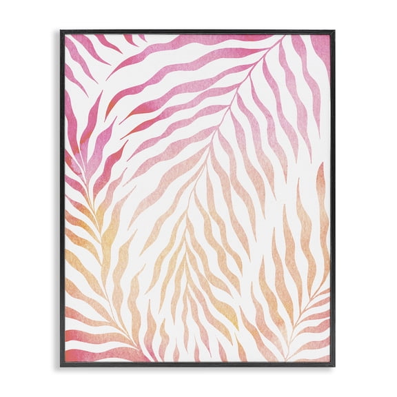 Stupell Industries Modern Vivid Pink Wavy Leaves Black Framed Giclee Art, 16 x 20, by Ziwei Li