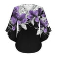 thumbnail image 7 of CLOISE Women's 3/4 Sleeve Tops V Neck Shirt Button Graphic Pullover Cute Fall Winter Clothes Purple XL, 7 of 7