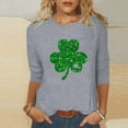 thumbnail image 2 of BLVB St Patricks Day Tops for Women 3/4 Sleeve Crewneck Shamrock Shirts Casual Trendy Festival Holiday Tunic Tee Tops, 2 of 5