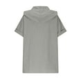 thumbnail image 4 of Fesfesfes Women's Fashion Blouses Hooded Front Placket Foldable Short Sleeve Loose T-shirt with Buttons Summer Linen Breathable Tops(Gray,M), 4 of 5