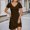 Coffee, variant on Elegant Everyday Women's Casual Flowy Short Sleeve Tennis Dress for Spring and Summer with Neckline and Solid Color Comfort Brown S